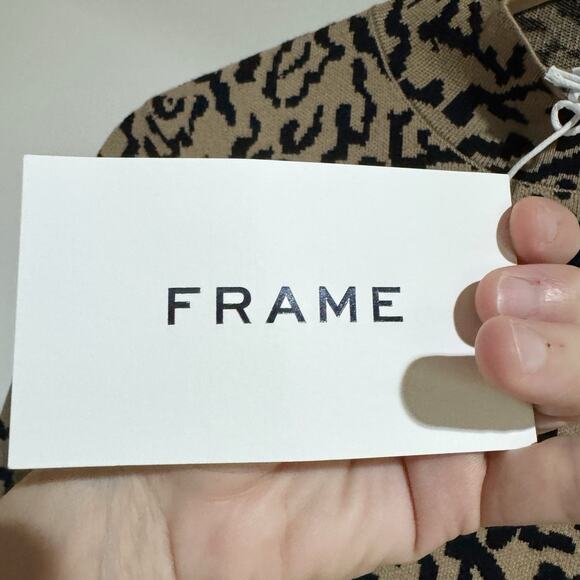 FRAME Mockneck Mini Sweater Dress Women Small Long Sleeve Bodycon Animal Print - Picture 5 of 8